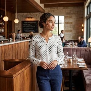 Timing White Blouse with Black Polka Dots